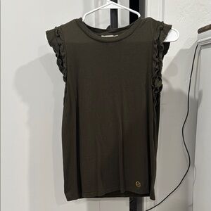 Olive Green Ruffle Sleeve Top